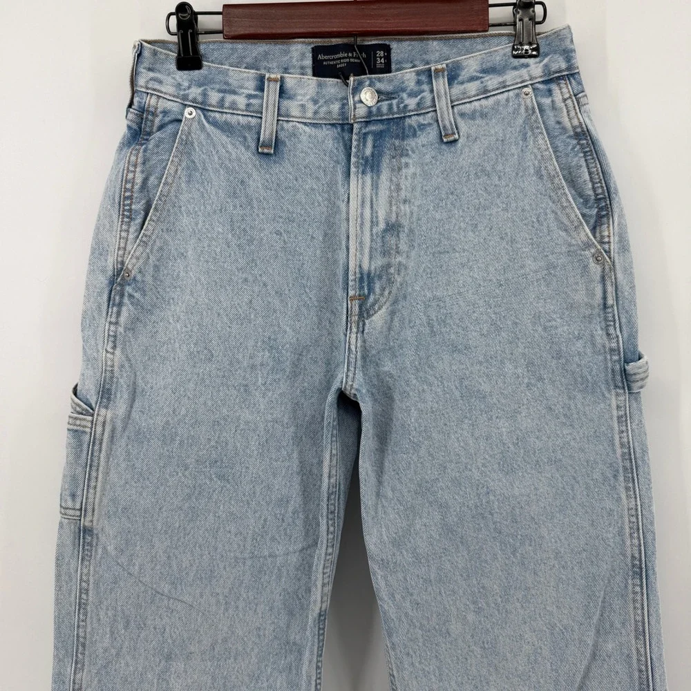 Abercrombie & Fitch Carpenter Jeans Mens 28x34 Light Wash Baggy Rigid Denim Y2K